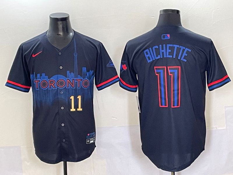 Men 2025 Toronto Blue Jays #11 Bichette Black Joint Name Nike MLB Jersey style 4